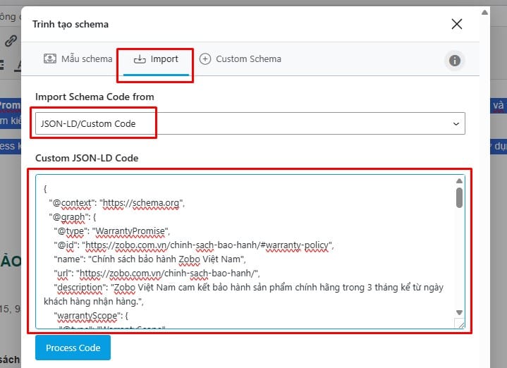 Đầu lọc thuốc lá Zobo - Chọn Import và sau đó chọn JSON-LD / Custom Code trong Trình tạo Schema của Rank Math Chọn Import và sau đó chọn JSON-LD / Custom Code trong Trình tạo Schema của Rank Math
